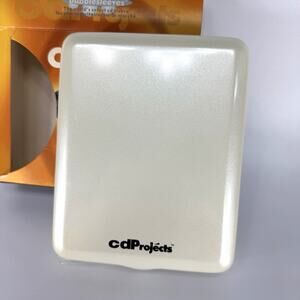 Vtg CD Projects Steel 22 CD Case Storage White Pearl Metal Hard Shell 1997 NEW